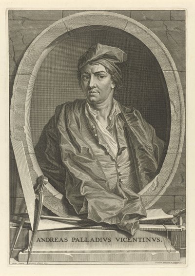 建筑师安德烈·帕拉迪奥（Andrea Palladio）的画像，1508年至1580年在保罗·韦罗内塞之后（Paolo Veronese），1716年。 作者 Bernard Picart
