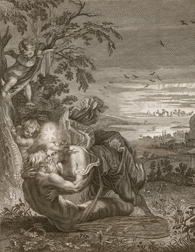 1731年，奥罗拉的丈夫蒂索纳斯变成了一只蚱蜢 作者 Bernard Picart