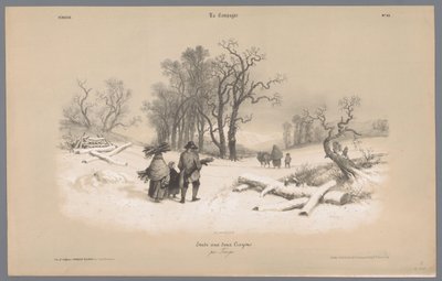 一家人在雪中拾柴
表现农村生活（系列名称）
露营。两支蜡笔的各种研究（系列名称，关于实物） 作者 伯纳德·罗曼·朱利安