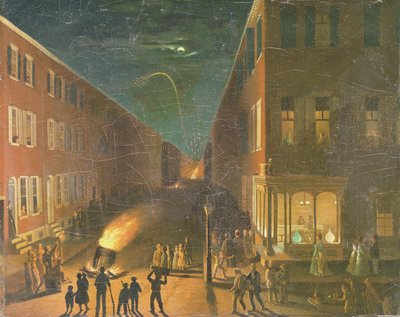 选举之夜篝火，1864年 作者 伯纳德·乌勒