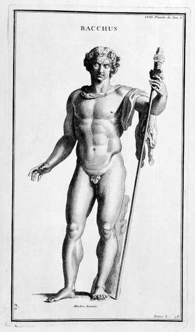 巴克斯（Bacchus），在罗马雕像之后，1757年 作者 伯纳德·德·蒙福孔