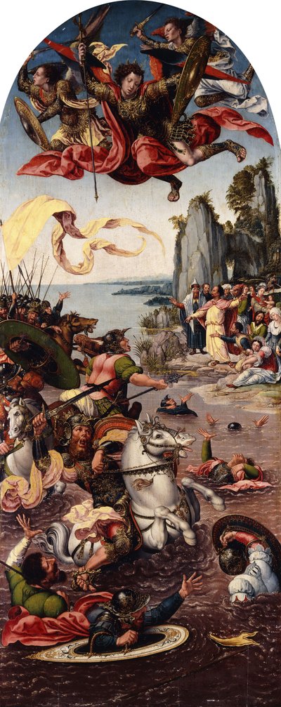 摩西（Moses）在圣米歇尔（Michael）的存在下分开红海 作者 伯纳德·范·奥利