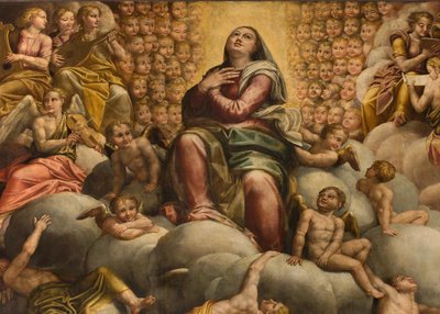 后殿，由 Bernardino Gatti 称为 Il Sojaro 的祭坛画，由 Giovanni Battista Trotti 完成，称为 IL Malosso，圣母升天 作者 贝尔纳迪诺·加蒂