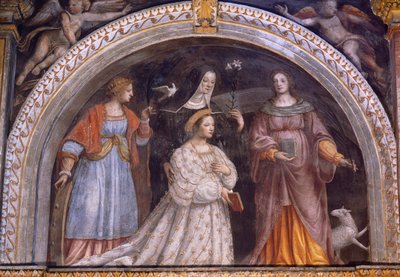 意大利，米兰，Saint Maurice al Monastero Maggiore教堂，Ginevra Bentivoglio Sforza摘下面纱 作者 贝纳迪诺·路易尼