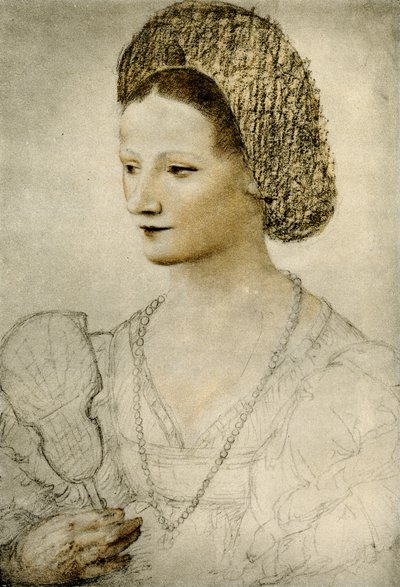 一名未知的妇女的画象有爱好者的 作者 Bernardino Luini