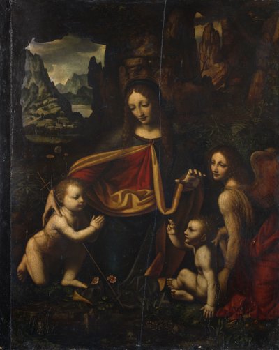 岩间圣母，贝尔纳迪诺·卢尼 (Bernardino Luini，约 1480-约 1532 年)，木头油彩，厘米 865x655，圣朱斯蒂娜教堂，Affori，伦巴第，意大利 作者 贝纳迪诺·路易尼