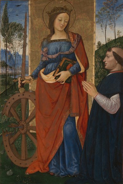 亚历山大的圣凯瑟琳与捐赠者，约1480年 作者 Bernardino Pinturicchio