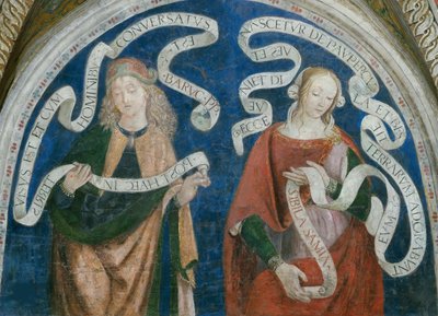 Le prophete Baruch et la sibylle samienne - 《先知巴鲁克和萨米人的西庇阿》，作者：Pinturicchio, Bernardino, Workshop of（1454-1513 年）。壁画 作者 Bernardino di Betto（Pinturicchio 工作室）
