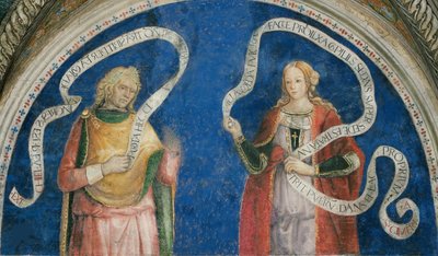 Le prophete Ezechiel et la sibylle cimmerienne - 《先知以西结和西梅里亚的西卜丽尔》，作者：品图里奇奥、贝尔纳迪诺工作室（1454-1513 年）。壁画 作者 Bernardino di Betto（Pinturicchio 工作室）
