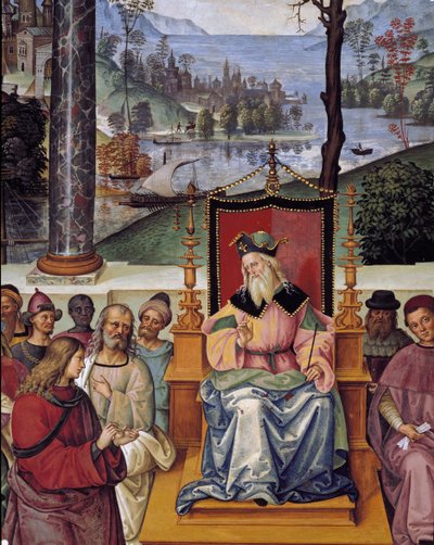 Pope Pius II meets the king James I of Scotland. Detail of Life of Pope Pius II (Fresco 作者 贝纳迪诺·贝托·平图里基奥