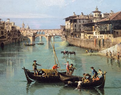 佛罗伦萨的阿诺河和维奇奥桥 作者 贝尔纳多·贝洛托（Canaletto）