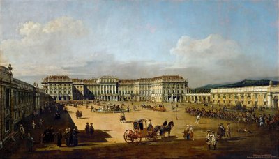 从正面看美泉宫，1758年至1761年之间 作者 贝尔纳多·贝洛托（Canaletto）