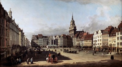 德累斯顿的旧市场，c1750-c1752 作者 贝尔纳多·贝洛托（Canaletto）