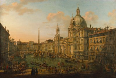 罗马的纳沃纳广场，1740年代初。 作者 贝尔纳多·贝洛托（Canaletto）