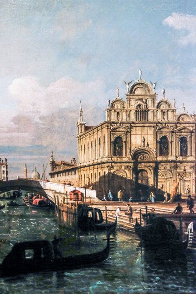 门迪坎蒂河和圣马可学校（布面油画） 作者 贝尔纳多·贝洛托（Canaletto）