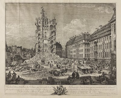 The Ruins of the Old Kreuzkirche, Dresden 作者 贝尔纳多·贝洛托（Canaletto）