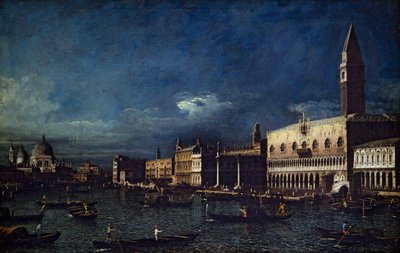 威尼斯双景，大运河和莫洛西望（帆布） 作者 贝尔纳多·贝洛托（Canaletto）