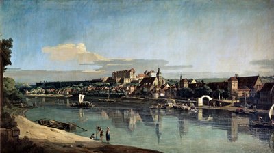 从易北河的右岸看到皮尔纳的景色，c1753 作者 贝尔纳多·贝洛托（Canaletto）
