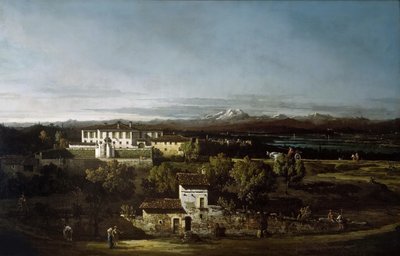 加扎达的佩拉博别墅，即后来的梅尔齐，1744年的景观。 作者 贝尔纳多·贝洛托（Canaletto）