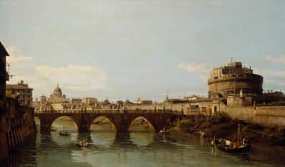 台伯河的看法在罗马与Castel SantAngelo，c.1743 作者 贝尔纳多·贝洛托（Canaletto）
