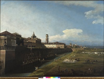 从皇家花园的侧面看都灵的景色，1745年 作者 贝尔纳多·贝洛托（Canaletto）
