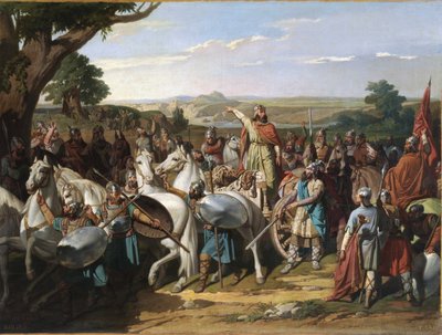 瓜达勒特之战 par Blanco y Perez, Bernardo (1828-1876)。布面油画，尺寸：58x78 作者 伯纳多·布兰科·佩雷斯