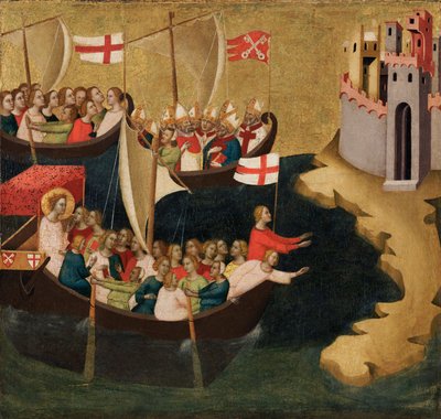 到达科隆的Saint Ursula，c.1333（面板上的蛋彩画和金箔） 作者 伯纳多·达迪