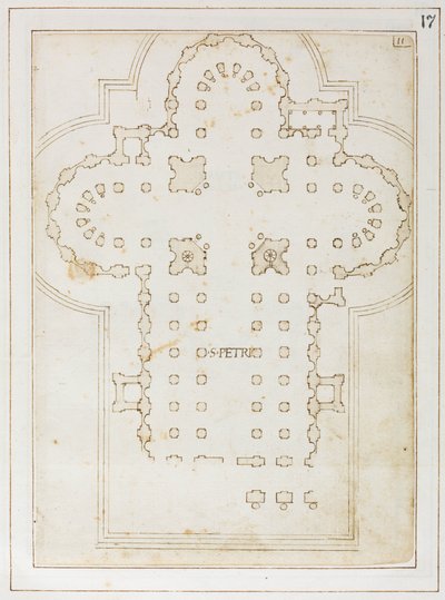 圣彼得计划，Codex Coner，1513-15（墨水在纸上） 作者 贝尔纳多·德拉·沃尔帕亚贝尔纳多·德拉·沃尔帕亚