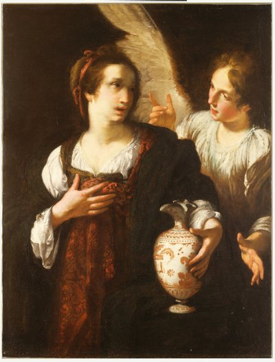 夏甲和天使》，1630 年后不久（布面油画） 作者 贝尔纳多·斯特罗兹（Bernardo Strozzi）
