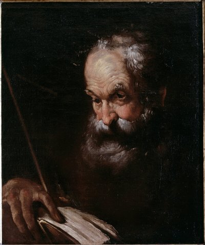 拿着书的老人肖像（布面油画 作者 贝尔纳多·斯特罗兹（Bernardo Strozzi）