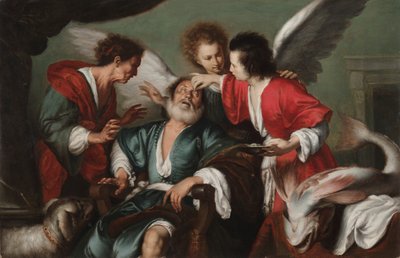 托比特的治疗c。 1625。 作者 贝尔纳多·斯特罗兹（Bernardo Strozzi）
