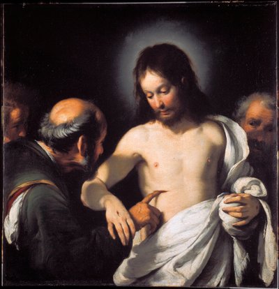 The Incredulite of St. Thomas 绘画 Bernardo Strozzi (1581-1644) Dim. 101 x 97.5 cm Genes, Musei di Strada Nuova（原 Palazzo Bianco） 作者 贝尔纳多·斯特罗兹（Bernardo Strozzi）