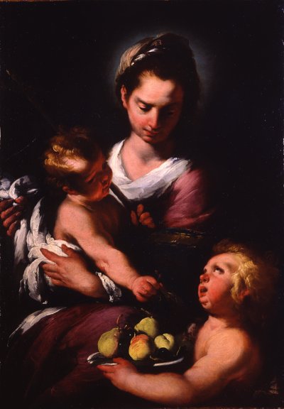 圣母子与圣婴约翰 作者 贝尔纳多·斯特罗兹（Bernardo Strozzi）