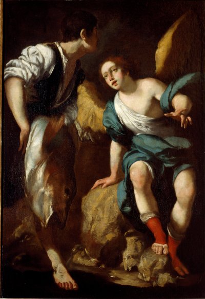 The Young Tobie and the Archangel Raphael (Tobie and the Angel) Painting by Bernardo Strozzi (1581-1644) 17th century Genes, private collection 作者 贝尔纳多·斯特罗兹（Bernardo Strozzi）