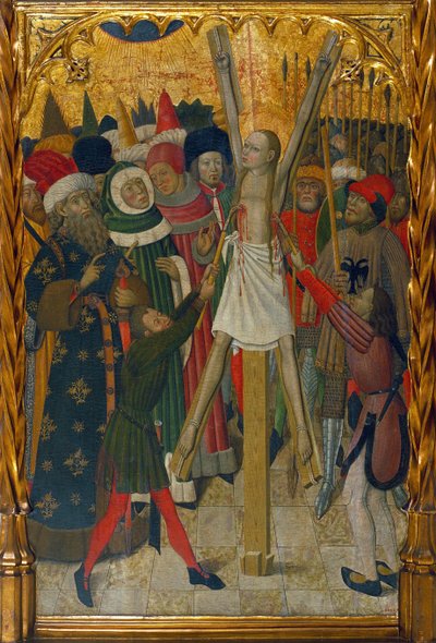 巴塞罗那圣尤拉莉亚的殉难 (289-304) - Bernat Martorell (1390-1452) 的绘画，木制蛋彩画 (132.3x93.2 厘米)，约 1442-1445 - 圣尤拉莉亚的殉难，伯纳特画在面板上的蛋彩画老马托雷尔，约 1442-1445 年 - 国家博物馆 作者 伯纳特·马托雷利