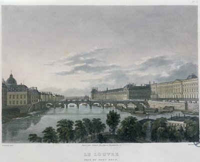 巴黎金桥Passerelle des Arts，1832年（彩色雕刻） 作者 伯恩哈德·施密特（Bernhard Schmidt）