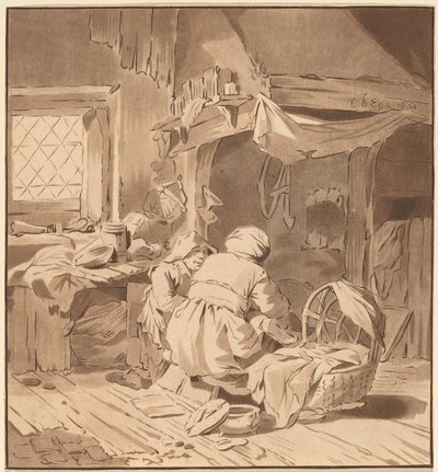 有两个女人的农舍内部，1772年，1787年出版。 作者 伯恩哈德·施洛德