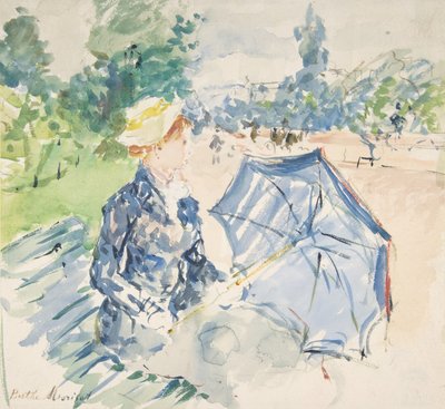 坐在博伊斯大道长椅上的女人，1885年。 作者 贝特·莫里索（Berthe Morisot）