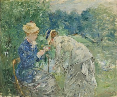 在 Bois de Boulogne - 在 Bois de Boulogne，作者 Morisot, Berthe (1841-1895)。 布面油画，1880 年之前。尺寸：61x73.5 厘米。 斯德哥尔摩国家博物馆 作者 贝特·莫里索（Berthe Morisot）