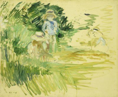 孩子们在湖边；湖边的孩子们，1894年 作者 贝特·莫里索（Berthe Morisot）