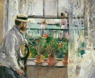 怀特岛上的尤金·马奈（Eugene Manet）（1834-92）（布面油画） 作者 Berthe Morisot