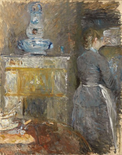 在饭厅；在饭厅里，1880年 作者 贝特·莫里索（Berthe Morisot）
