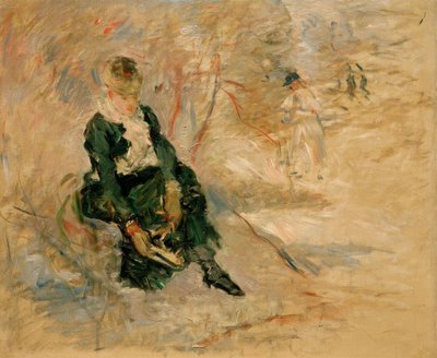 放回她的滑冰的年轻女子 作者 贝特·莫里索（Berthe Morisot）
