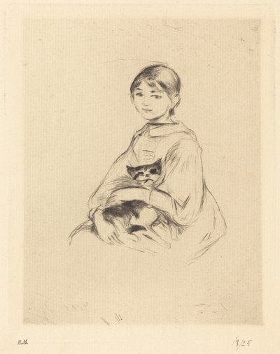 小女孩和猫，1888年至1890年。 作者 贝特·莫里索（Berthe Morisot）
