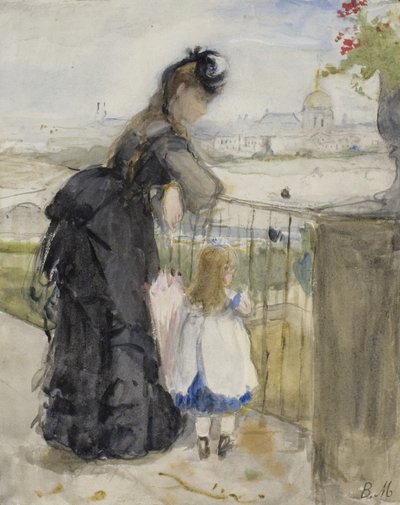 在阳台上，1871-72年 作者 贝特·莫里索（Berthe Morisot）