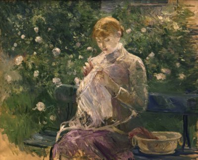 布吉瓦尔花园里的Pasie缝纫– 1881年– 81×100厘米–布面油画 作者 贝特·莫里索（Berthe Morisot）
