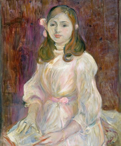 朱莉马奈的肖像（1878-1966）拿着一本书，1889年 作者 贝特·莫里索（Berthe Morisot）