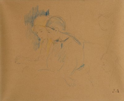 年轻女孩的肖像（彩色蜡笔和铅笔） 作者 贝特·莫里索（Berthe Morisot）