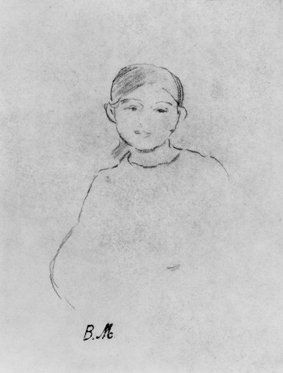 一个年轻女孩的肖像，1887年（纸上的黑铅） 作者 贝特·莫里索（Berthe Morisot）