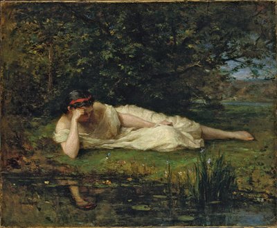 在水边研究，1864年 作者 贝特·莫里索（Berthe Morisot）